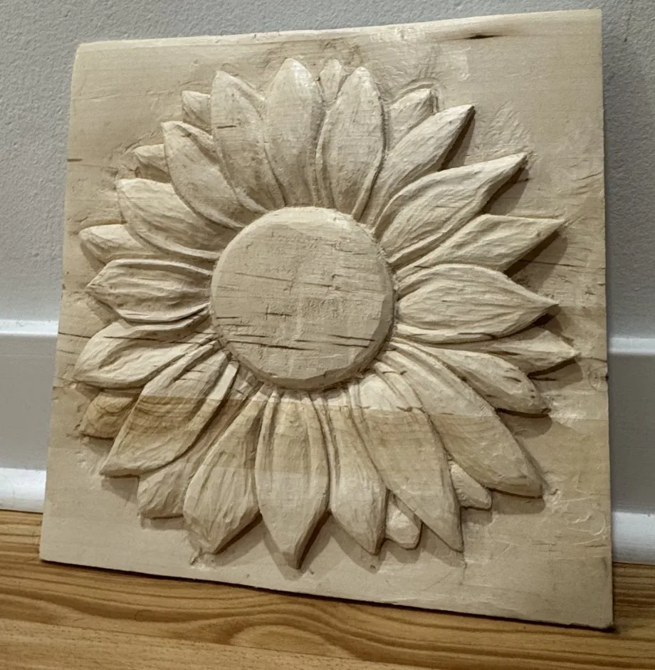 Sunflower relief carving